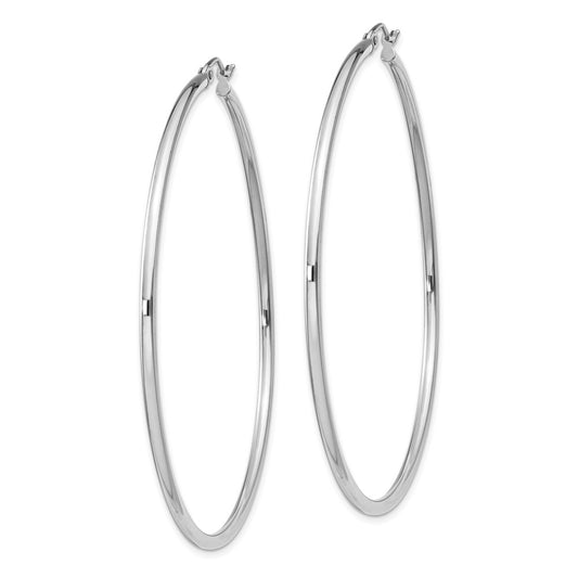 Rhodium-plated Sterling Silver 2mm Round Hoop Earrings