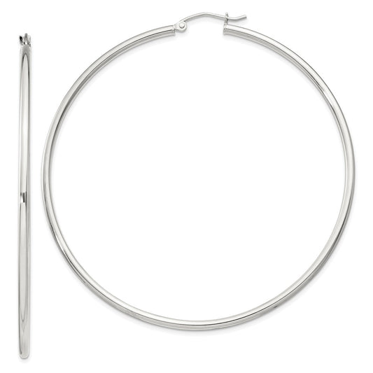 Sterling Silver 2mm Round Hoop Earrings