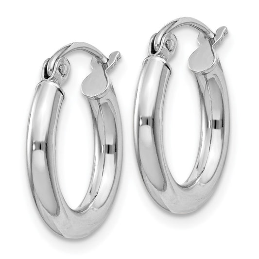 Rhodium-plated Sterling Silver 2.5mm Round Hoop Earrings