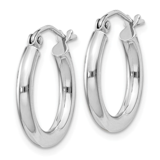 Rhodium-plated Sterling Silver 2.5mm Round Hoop Earrings