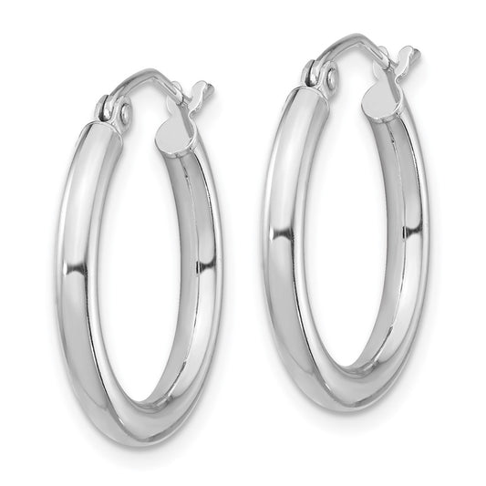 Rhodium-plated Sterling Silver 2.5mm Round Hoop Earrings