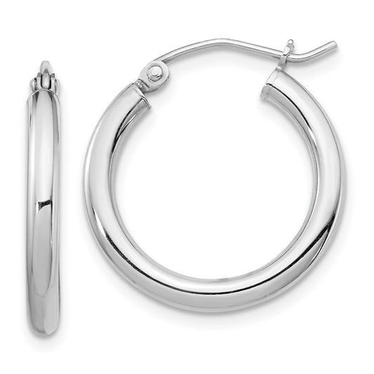 Rhodium-plated Sterling Silver 2.5mm Round Hoop Earrings