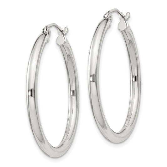 Sterling Silver 2.5mm Round Hoop Earrings