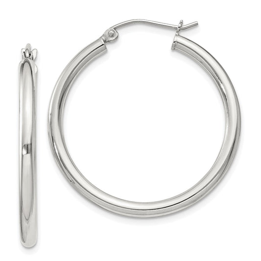 Sterling Silver 2.5mm Round Hoop Earrings