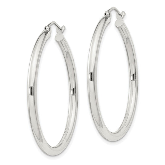 Sterling Silver 2.5mm Round Hoop Earrings