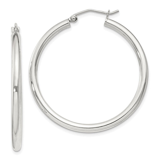 Sterling Silver 2.5mm Round Hoop Earrings