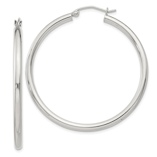 Sterling Silver 2.5mm Round Hoop Earrings