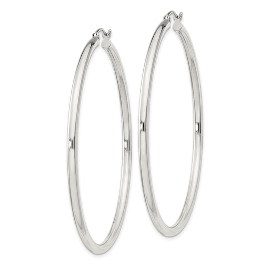 Sterling Silver 2.5mm Round Hoop Earrings