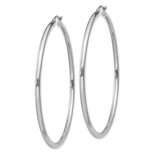 Rhodium-plated Sterling Silver 2.5mm Round Hoop Earrings