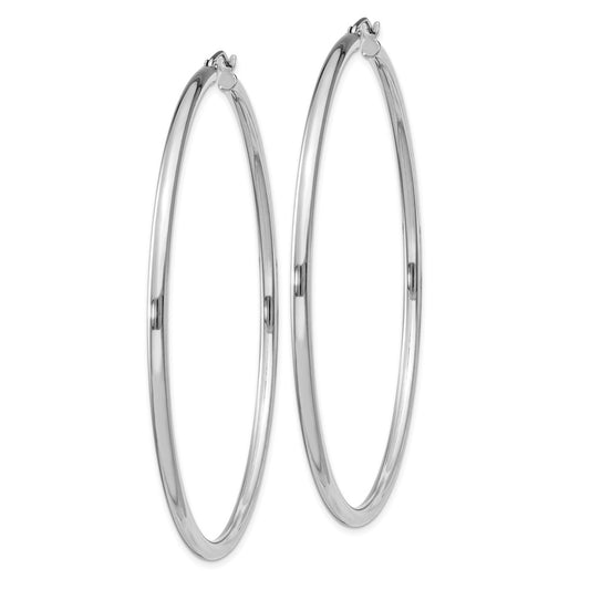 Rhodium-plated Sterling Silver 2.5mm Round Hoop Earrings