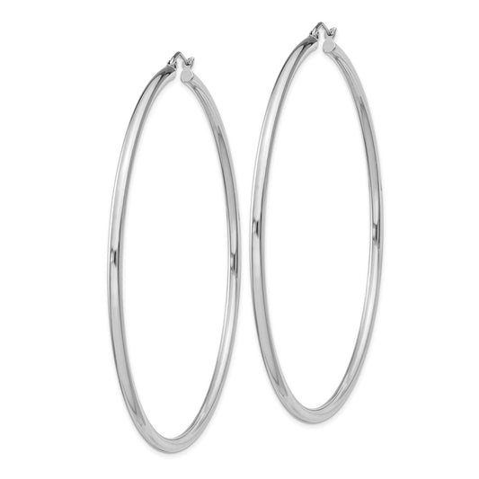 Rhodium-plated Sterling Silver 2.5mm Round Hoop Earrings