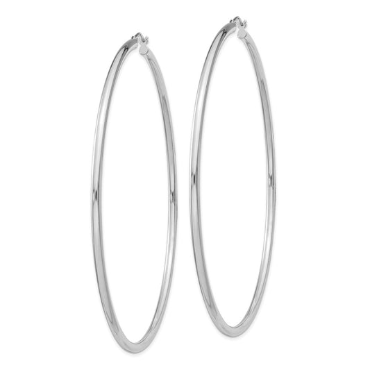 Rhodium-plated Sterling Silver 2.5mm Round Hoop Earrings