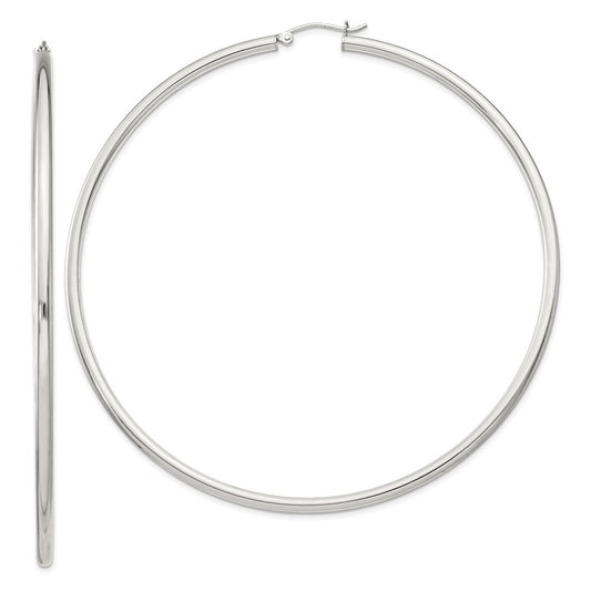 Sterling Silver 2.5mm Round Hoop Earrings