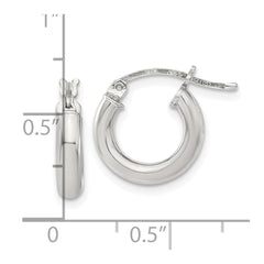 Sterling Silver 3mm Round Hoop Earrings