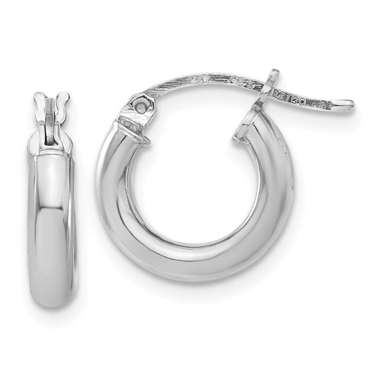 Rhodium-plated Sterling Silver 3mm Round Hoop Earrings