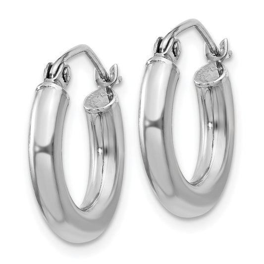 Rhodium-plated Sterling Silver 3mm Round Hoop Earrings