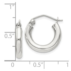 Sterling Silver 3mm Round Hoop Earrings