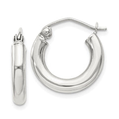 Sterling Silver 3mm Round Hoop Earrings