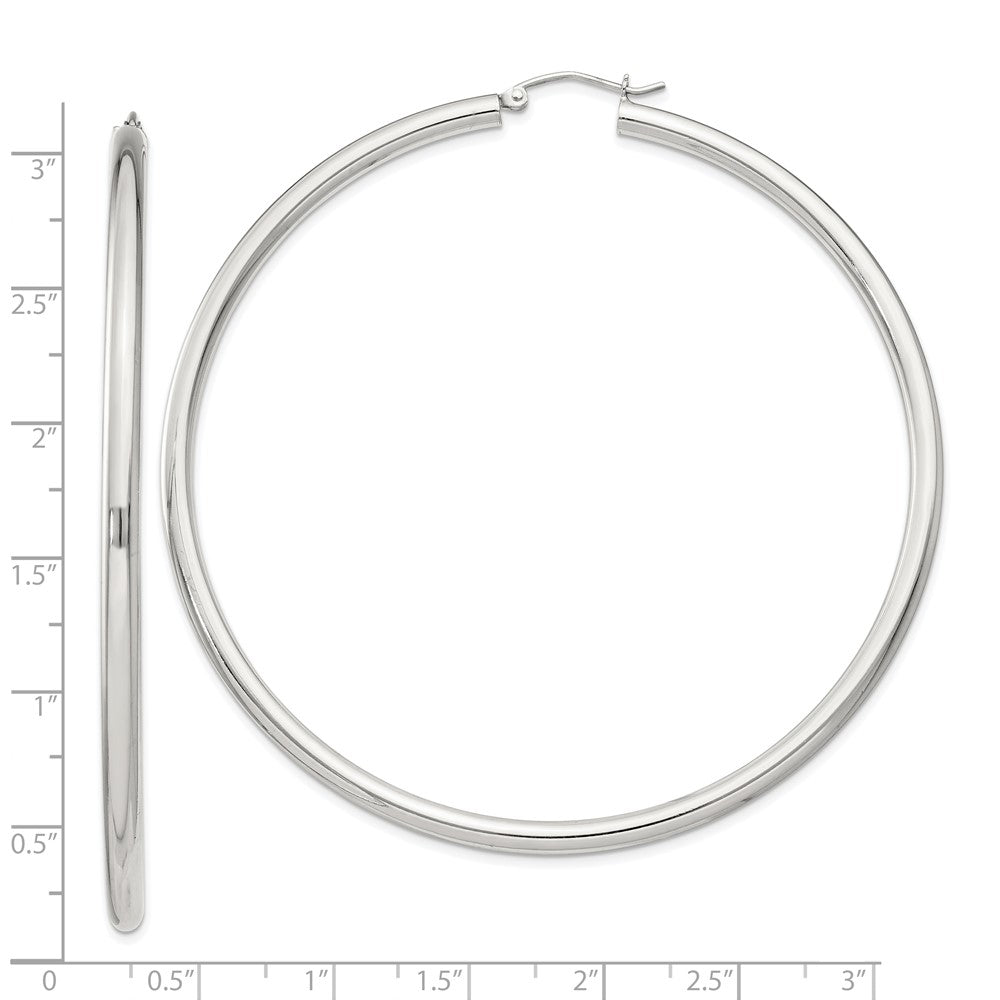 Sterling Silver 3mm Round Hoop Earrings