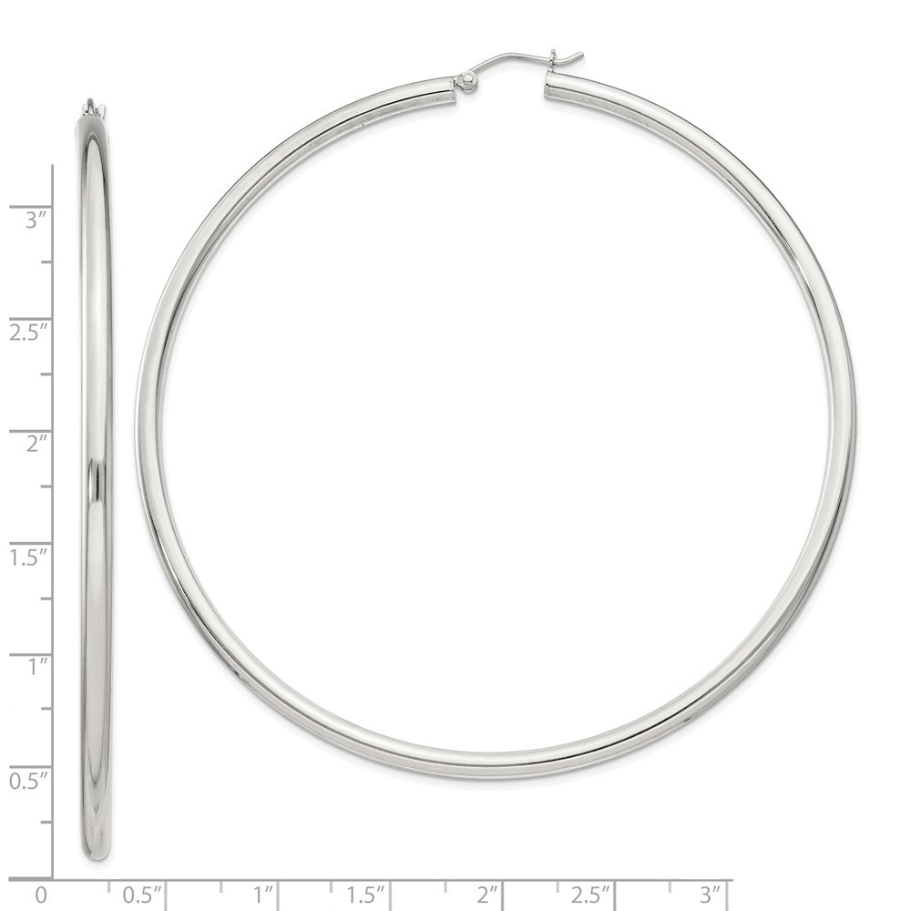 Sterling Silver 3mm Round Hoop Earrings