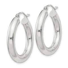 Sterling Silver 4mm Round Hoop Earrings