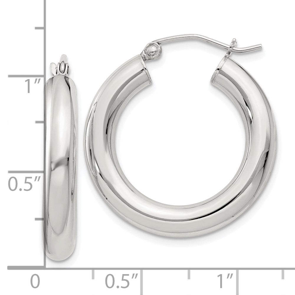 Sterling Silver 4mm Round Hoop Earrings