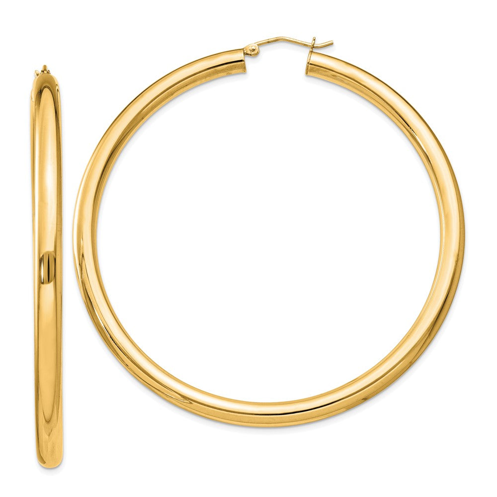 Yellow Gold-plated Sterling Silver 4mm Round Hoop Earrings