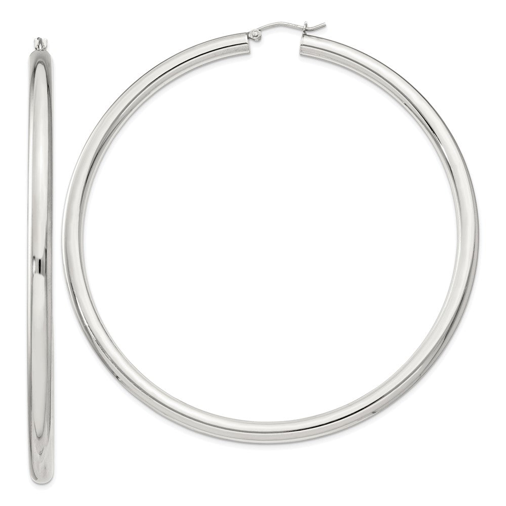 Sterling Silver 4mm Round Hoop Earrings