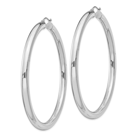 Rhodium-plated Sterling Silver 5mm Round Hoop Earrings