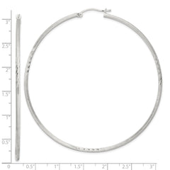 Sterling Silver 2mm Polished Satin Diamond-cut Hoop Earrings