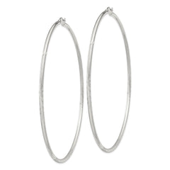 Sterling Silver 2mm Polished Satin Diamond-cut Hoop Earrings