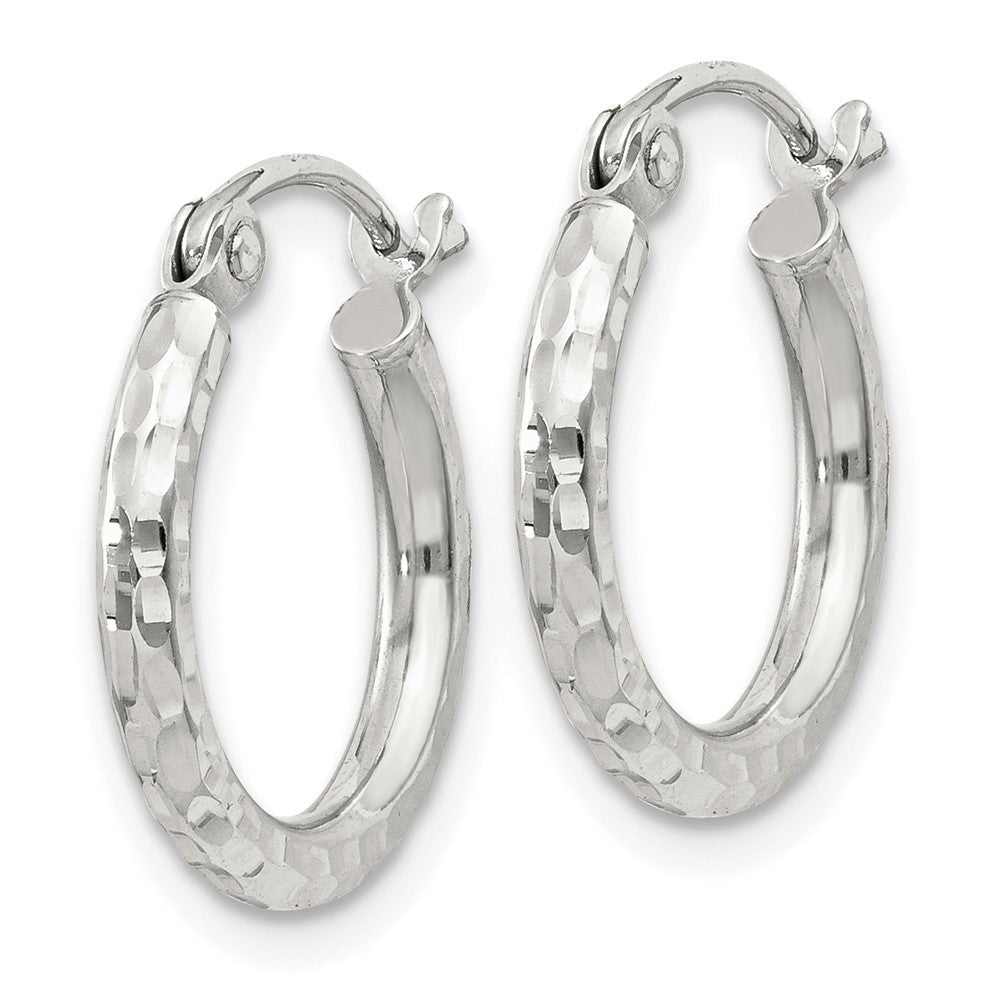 Sterling Silver 2mm Diamond-cut Hoop Earrings