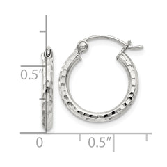 Sterling Silver 2mm Diamond-cut Hoop Earrings