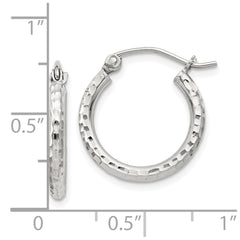 Sterling Silver 2mm Diamond-cut Hoop Earrings