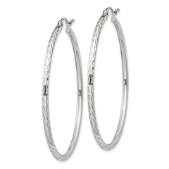 Sterling Silver 2mm Diamond-cut Hoop Earrings