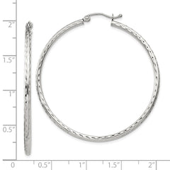 Sterling Silver 2mm Diamond-cut Hoop Earrings