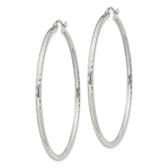 Sterling Silver 2mm Diamond-cut Hoop Earrings