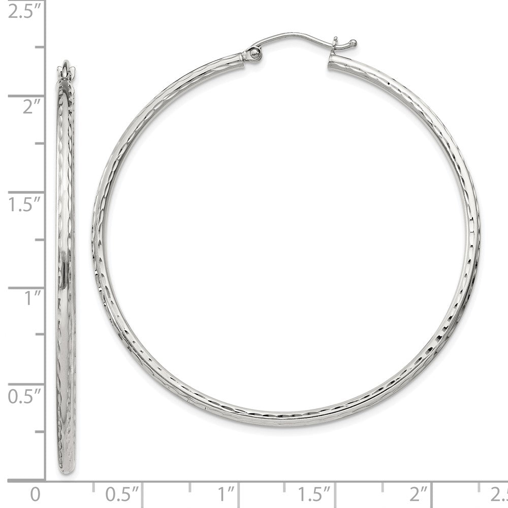 Sterling Silver 2mm Diamond-cut Hoop Earrings