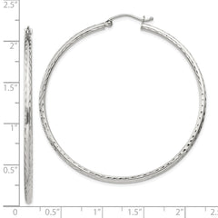 Sterling Silver 2mm Diamond-cut Hoop Earrings