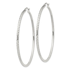 Sterling Silver 2mm Diamond-cut Hoop Earrings