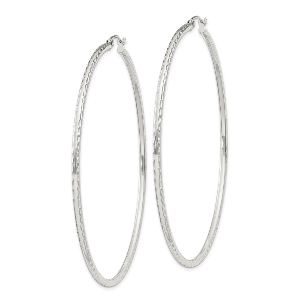 Sterling Silver 2mm Diamond-cut Hoop Earrings