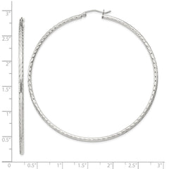 Sterling Silver 2mm Diamond-cut Hoop Earrings