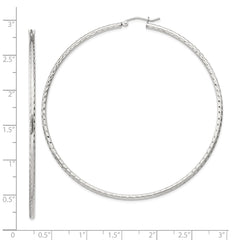 Sterling Silver 2mm Diamond-cut Hoop Earrings