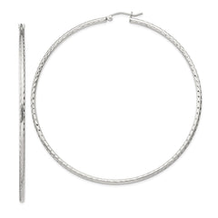 Sterling Silver 2mm Diamond-cut Hoop Earrings