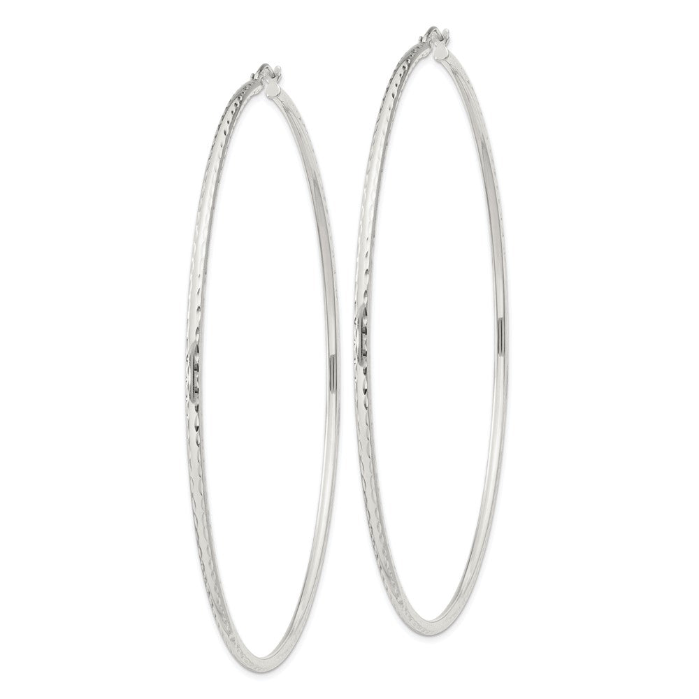 Sterling Silver 2mm Diamond-cut Hoop Earrings