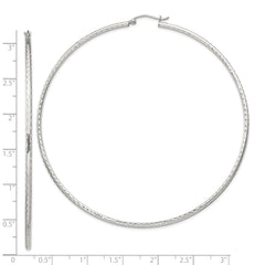 Sterling Silver 2mm Diamond-cut Hoop Earrings