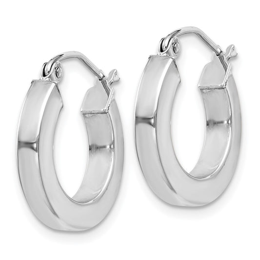 Rhodium-plated Sterling Silver 3x17mm Square Tube Hoop Earrings