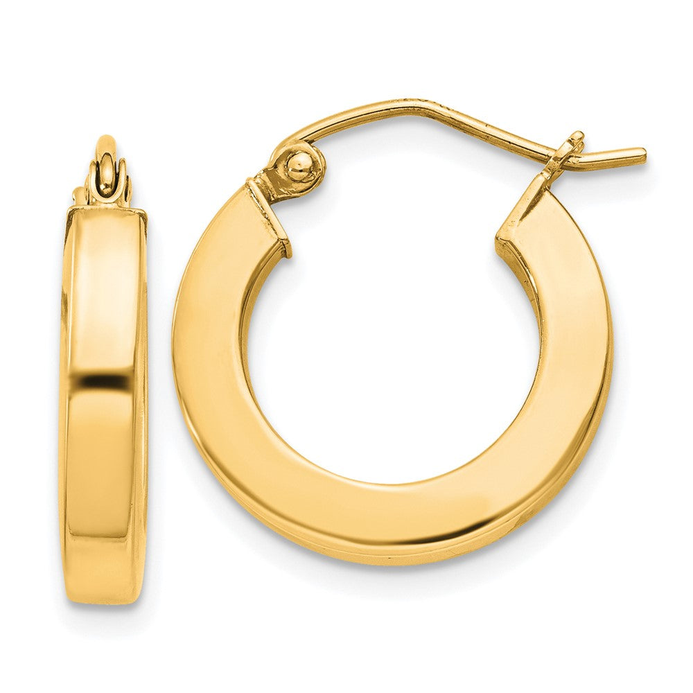 Yellow Gold-plated Sterling Silver 3x17mm Square Tube Hoop Earrings
