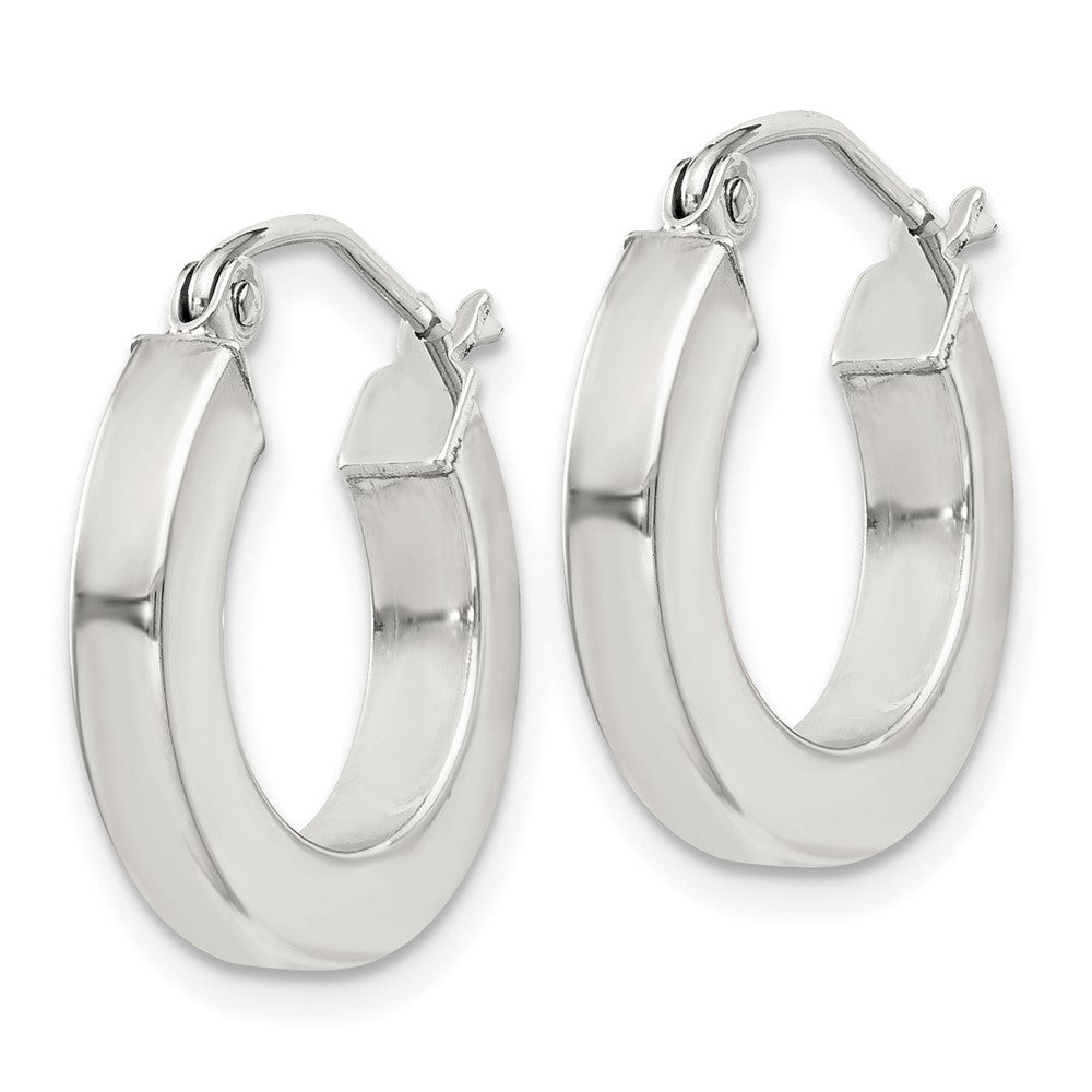 Sterling Silver 3x17mm Square Tube Hoop Earrings