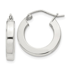 Sterling Silver 3x17mm Square Tube Hoop Earrings